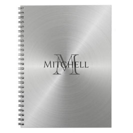 Caderno Espiral Monograma Metálico Radial Silver