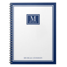 Monograma Minimalista Chic com Dupla Borda Azul Ma