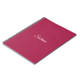 Caderno Espiral Monograma minimalista rosa cereja