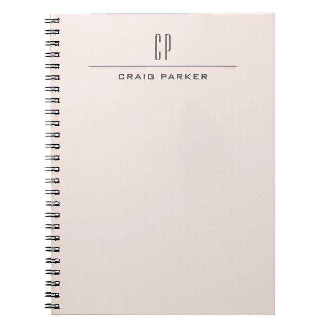 Caderno Espiral Monograma Moderna Profissional Cor Pastel Simples (Frente)