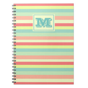 Caderno Espiral Monograma Moderno com Brisas Brilhantes Coloridas
