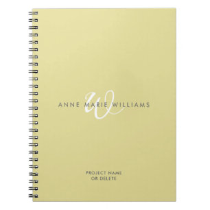 Caderno Espiral Monograma Moderno em Branco e Chartreuse com Letra