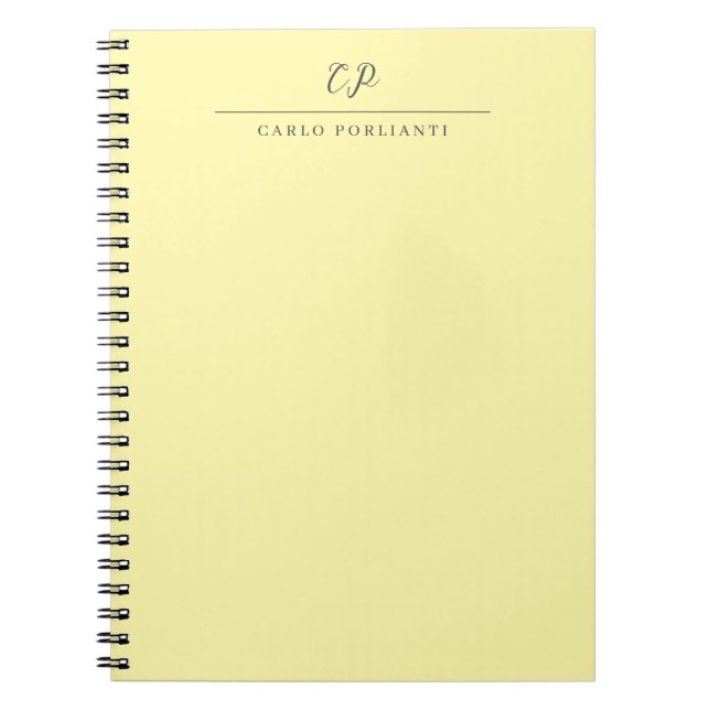 Caderno Espiral Monograma moderno em caligrafia simples nome (Frente)