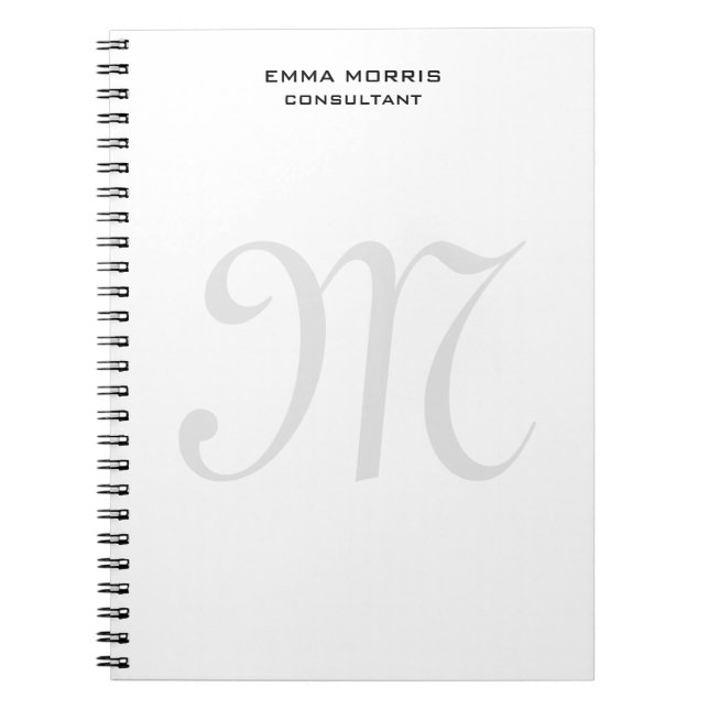Caderno Espiral Monograma Moderno Simples Minimalista Simples (Frente)