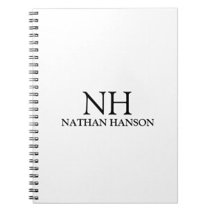 Caderno Espiral Monograma Moderno Simples Preto e Branco