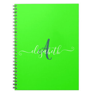 Caderno Espiral Monograma Neon Fluorescente Verde