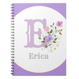 Caderno Espiral Monograma & Nome com Flores