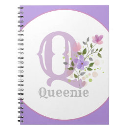 Caderno Espiral Monograma & Nome com Flores