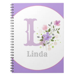 Caderno Espiral Monograma & Nome com Flores