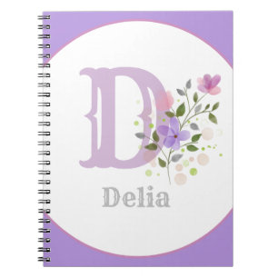Caderno Espiral Monograma & Nome com Flores