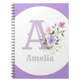 Caderno Espiral Monograma & Nome com Flores