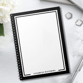 Caderno Espiral Monograma Nome Preto Branco