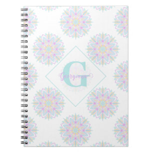 Caderno Espiral Monograma Pastel Rainbow Sundae Bolinhas Mandala