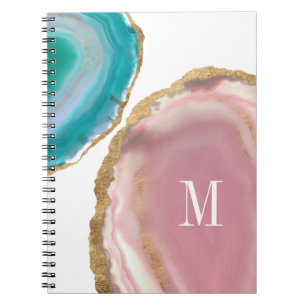 Caderno Espiral Monograma   Pedras Gem I