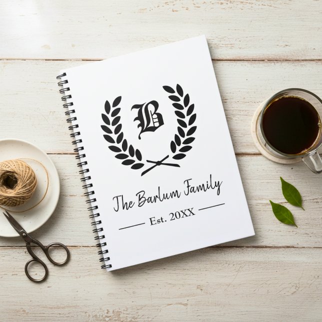 Caderno Espiral Monograma Personalizado (Personalized Monogram - 6.5" x 8, 80 Page Notebook)