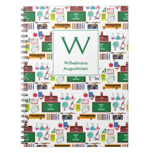 Caderno Espiral Monograma Personalizado ASSUNTOS ESCOLARES Branco 
