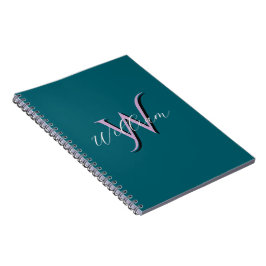 Caderno Espiral Monograma Personalizado Azul Escuro Profundo