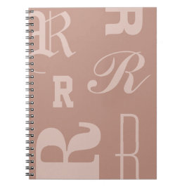 Caderno Espiral Monograma Personalizado Blush, Iniciais Tipográfic