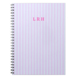 Caderno Espiral Monograma Personalizado com Listras Vintage Rosa