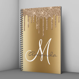 Caderno Espiral Monograma Personalizado com Pingos de Brilho em Me