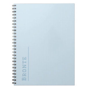 Caderno Espiral Monograma personalizado, cor de tendência Azul Gel