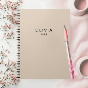 Caderno Espiral Monograma personalizado de bege