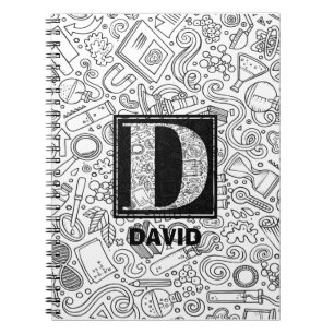 Caderno Espiral Monograma Personalizado de Ciência - Letra D
