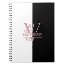 Caderno Espiral Monograma Personalizado de Divisão Dourada do Rosa