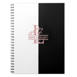 Caderno Espiral Monograma Personalizado de Divisão Dourada Moderna