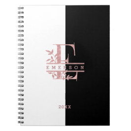 Caderno Espiral Monograma personalizado de divisão rosa Dourada E 