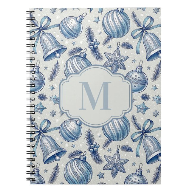 Caderno Espiral Monograma Personalizado de Enfeites de natal de To (Frente)