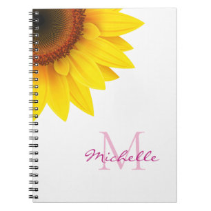 Caderno Espiral Monograma personalizado de girassol