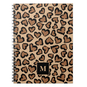 Caderno Espiral Monograma Personalizado de Leopardo Fofo