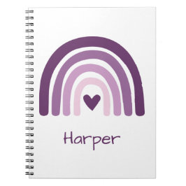 Caderno Espiral Monograma Personalizado do Arco-Íris Roxo