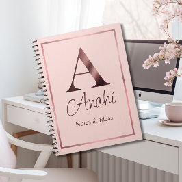 Caderno Espiral Monograma personalizado Dourado Rosa | Cor de Rosa