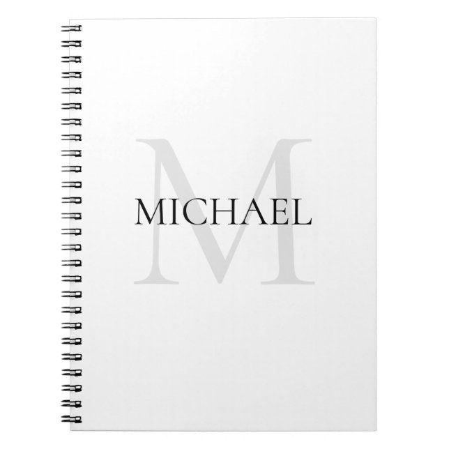 Caderno Espiral Monograma Personalizado e Nome Branco (Frente)