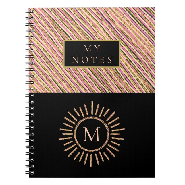 Caderno Espiral Monograma Personalizado Elegante Esclita Amarelo D (Frente)