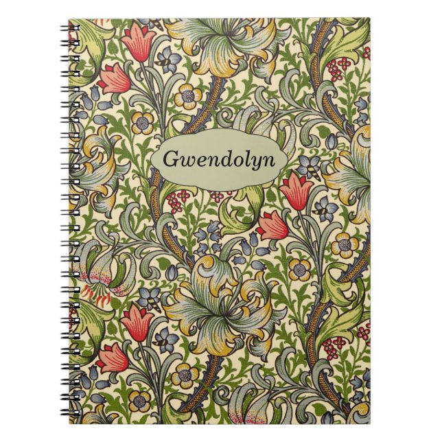 Caderno Espiral Monograma personalizado floral do vintage de (Frente)