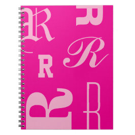 Caderno Espiral Monograma Personalizado, Iniciais de Tipografia, R