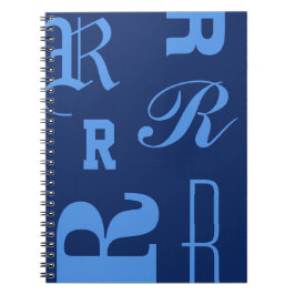 Caderno Espiral Monograma Personalizado, Iniciais Tipográficas, Az
