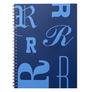 Caderno Espiral Monograma Personalizado, Iniciais Tipográficas, Az
