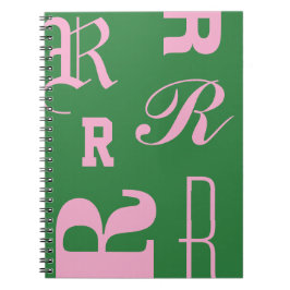 Caderno Espiral Monograma Personalizado, Iniciais Tipográficas, Pr