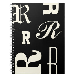 Caderno Espiral Monograma Personalizado, Iniciais Tipográficas, Pr