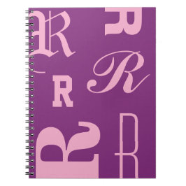 Caderno Espiral Monograma Personalizado, Iniciais Tipográficas, Ro