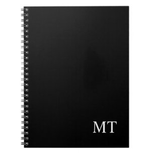 Caderno Espiral Monograma personalizado preto clássico