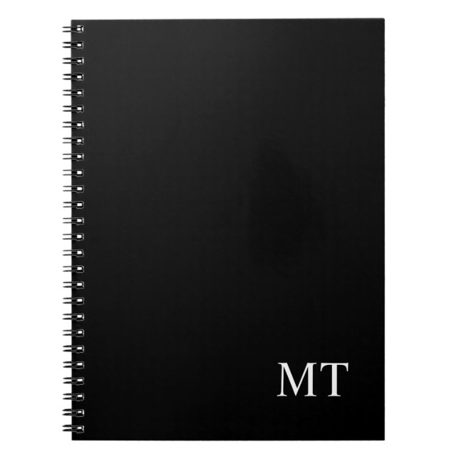 Caderno Espiral Monograma personalizado preto clássico (Frente)