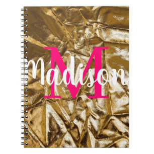 Caderno Espiral Monograma personalizado rosa-ouro rosa personaliza