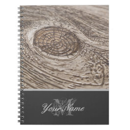Caderno Espiral Monograma personalizável com grunge de madeira!
