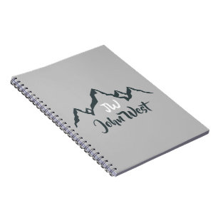 Caderno Espiral Monograma personalizável de cadeia montanhosa dese