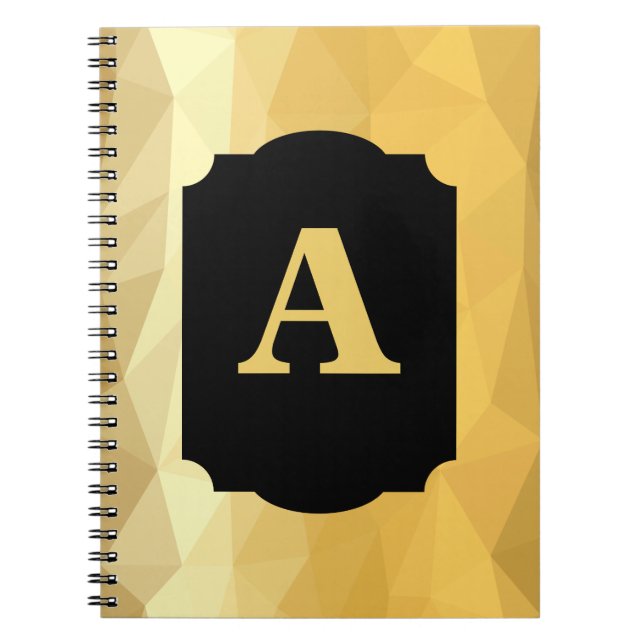 Caderno Espiral Monograma pessoal negro de luxo metálico Dourado (Frente)